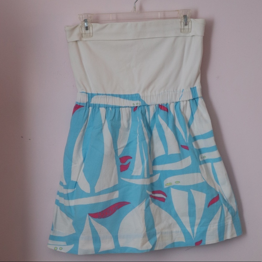 Lilly Pulitzer Pink and Blue Ruffled Tiered Sundress - Picture 4 of 5